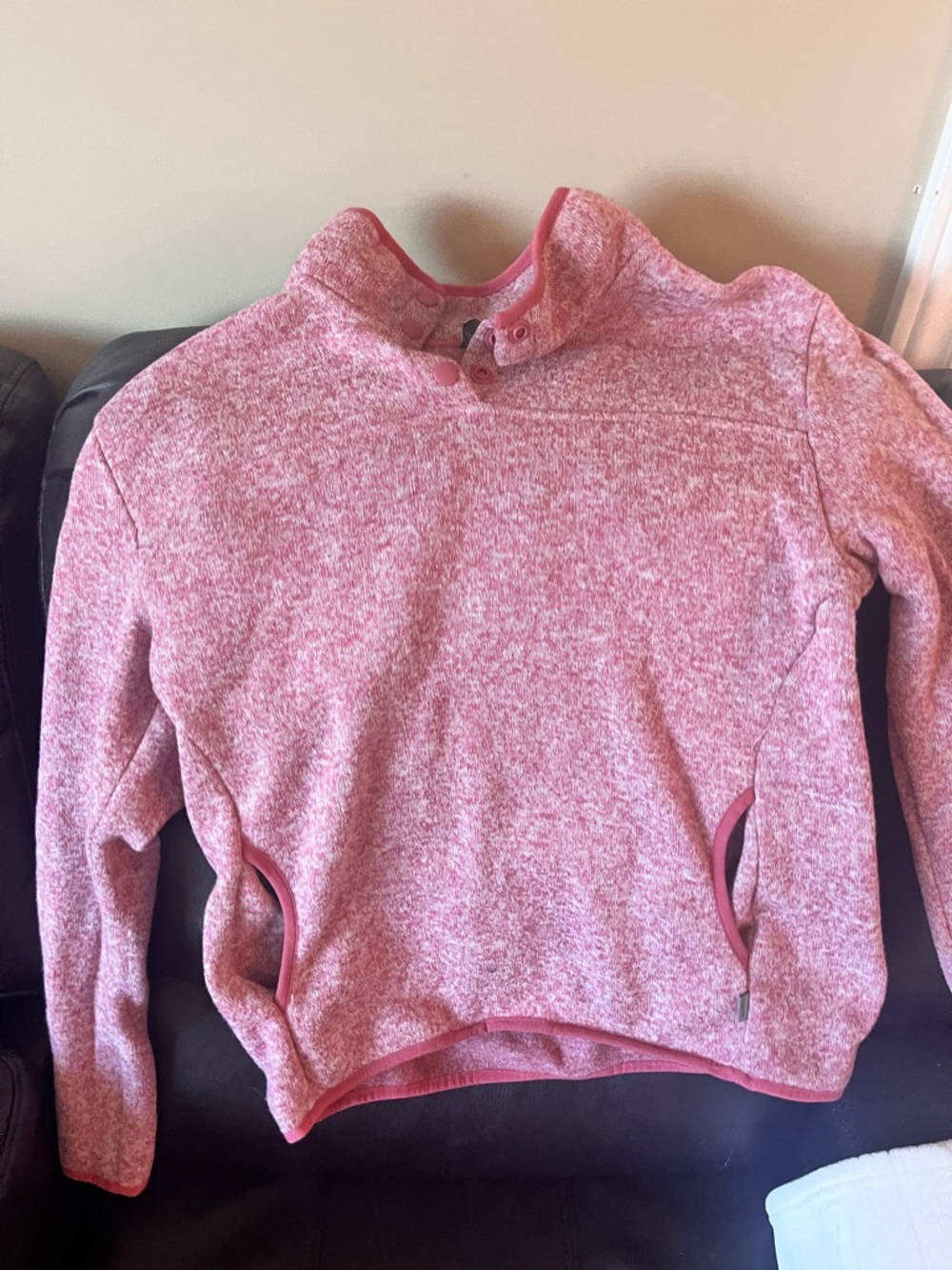 Eddie Bauer Heathered Pink Snap-Front Pullover